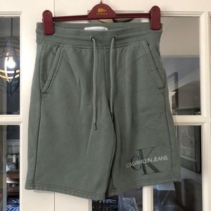 Calvin Klein green, sweat-style shorts mens x-small